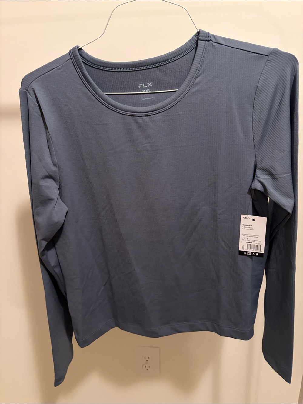 NWT Women's Long-Sleeve Crew Neck Top - Slate Blue